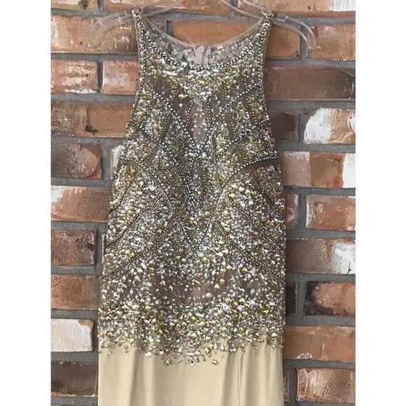 Juliet Women's Cream Formal Dress With Embellished Silver & Gold Sequin Large - Picture 4 of 14